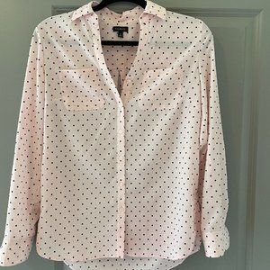 Talbbots pink blouse w/ black polka dots